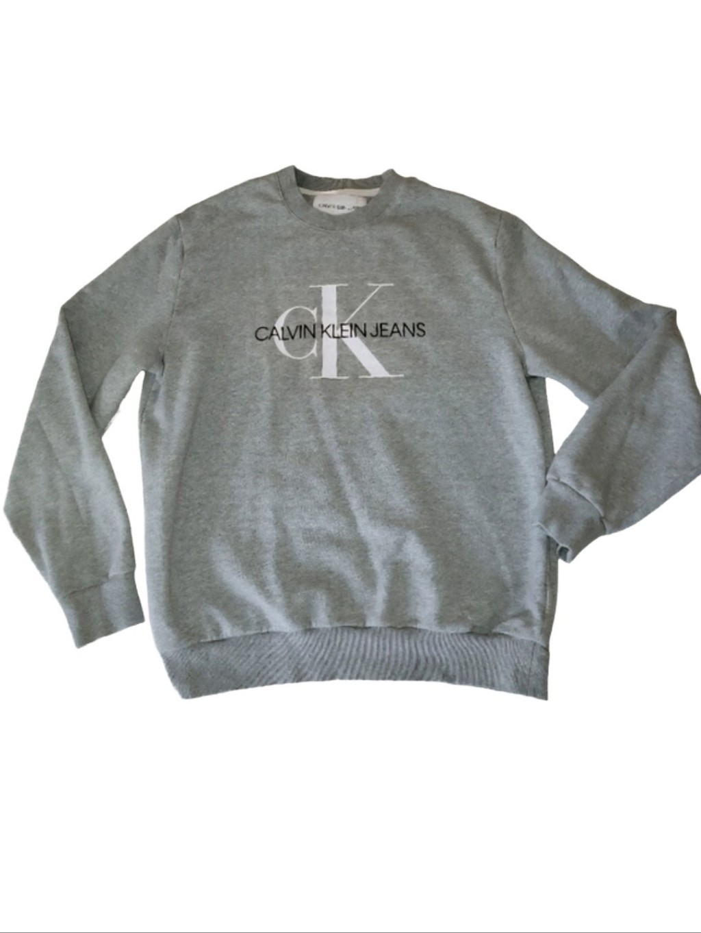 Calvin Klein Jeans Gray Monologo Fleece Crewneck Sweatshirt Size Large